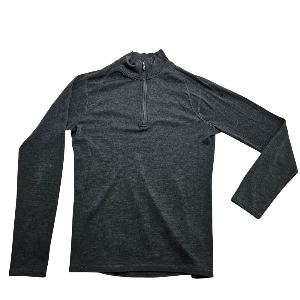 Smartwool Quarter Zip Pullover Mens M Charcoal Gray Merino Base Layer SW0NP603 *